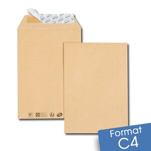 Lot de 250 Enveloppes kraft brun C4 auto-adhésives