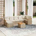vidaXL Salon de jardin avec coussins 8 Pièces beige résine tressée