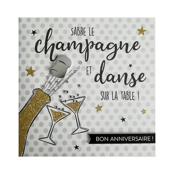 Carte de voeux glamour - anniversaire - sabre le champagne et danse sur la table