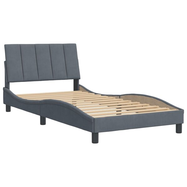 vidaXL Cadre de lit avec tête de lit Gris foncé 100x200 cm Velours
