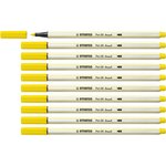 Feutre pinceau pen 68 brush  jaune citron x 10 stabilo