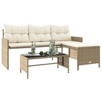 vidaXL Canapé de jardin avec table et coussins en forme de L beige