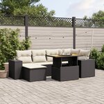 vidaXL Salon de jardin 7 Pièces avec coussins noir résine tressée