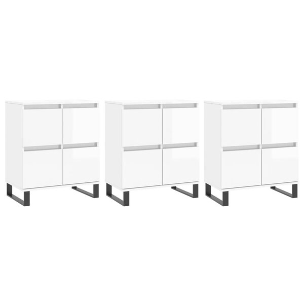 vidaXL Buffets 3 Pièces blanc brillant bois d'ingénierie