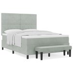 vidaXL Lit à ressorts avec matelas et banc gris clair 140x200 cm en velours