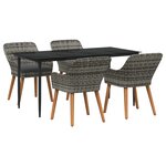 vidaXL Ensemble repas jardin 5 pièces Gris Poly Rattan
