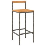 vidaXL Ensemble de bar jardin 3 Pièces gris poly rotin/bois massif acacia