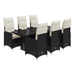 vidaXL Ensemble de bistro de jardin 7 Pièces coussins noir poly rotin