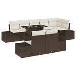 vidaXL Ensemble de canapé de jardin 9 pièces avec coussins Marron en poly rattan