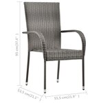 vidaXL Chaises empilables d'extérieur 6 Pièces Gris Résine tressée