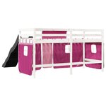 vidaXL Lit mezzanine enfants et rideaux rose 80x200cm bois pin massif