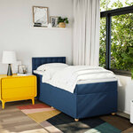 vidaXL Sommier à lattes de lit avec matelas Bleu 90x200 cm Tissu