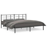 vidaXL Cadre de lit métal avec tête de lit noir 193x203 cm