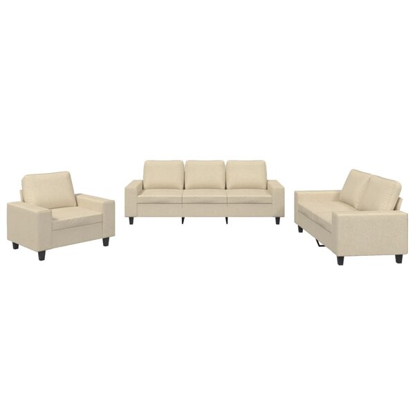 vidaXL Ensemble de canapés 3 Pièces crème tissu