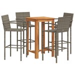 vidaXL Ensemble de bar de jardin 5 Pièces gris bois massif acacia rotin