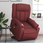 vidaXL Fauteuil inclinable de massage Rouge bordeaux Similicuir