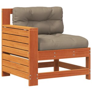 vidaXL Canapé de jardin accoudoir coussins cire marron bois pin massif