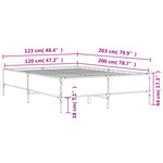 vidaXL Cadre de lit sonoma gris 120x200 cm bois d'ingénierie et métal