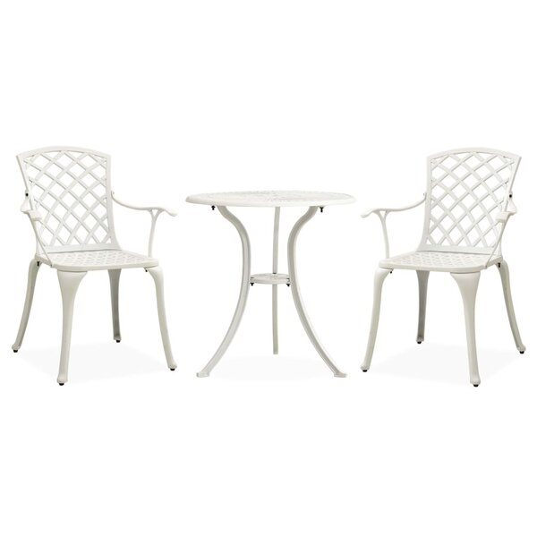 vidaXL Ensemble de bistro 3 Pièces Aluminium coulé Blanc