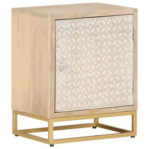 vidaXL Table de chevet 40x30x50 cm bois massif manguier et fer