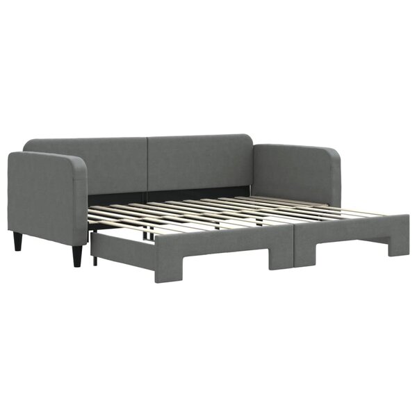 vidaXL Lit de jour avec lit gigogne gris foncé 90x200 cm tissu