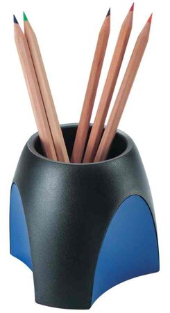 Pot à crayons DELTA, en plastique , noir /bleu HAN