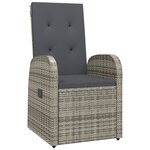 Ensemble de salle à manger de jardin 5 pièces avec coussins en Poly Rattan gris