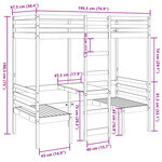 vidaXL Lit mezzanine avec bureau et chaises brun cire 90x190 cm pin