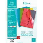 Sachet De 100 Pochettes Coin Polypropylène Grainé Budget - A4 - Couleurs Assorties - X 10 - Exacompta