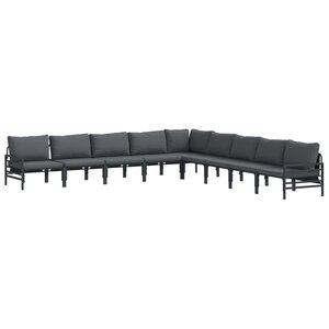 vidaXL Ensemble de canapé de jardin avec coussin 9 Pièces Noir Acier
