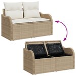 vidaXL Ensemble de canapés de jardin de 8 pièces avec coussins beige en rotin synthétique et acacia