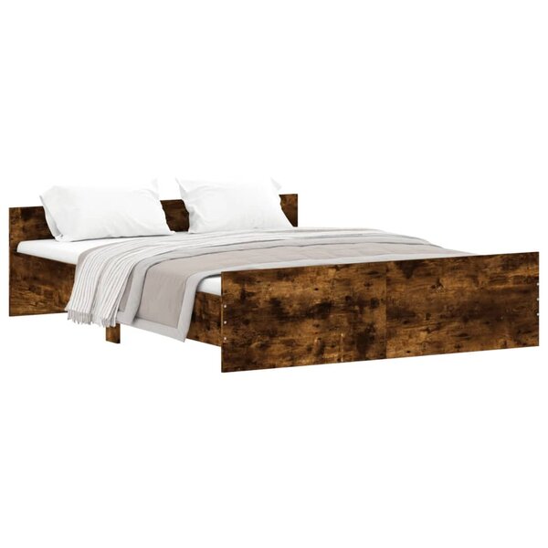 vidaXL Cadre de lit tête de lit et pied de lit chêne fumé 150x200 cm