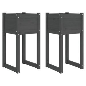 vidaXL Jardinières 2 Pièces Gris 40x40x81 cm Bois massif de pin