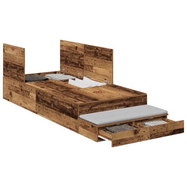 vidaXL Cadre de lit de stockage Bois vieilli 80x200 cm