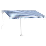 vidaXL Auvent automatique capteur de vent LED 450x350 cm Bleu et blanc