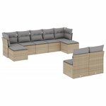 vidaXL Salon de jardin avec coussins 9 Pièces beige résine tressée