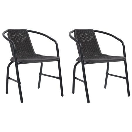 vidaXL Chaises de jardin 2 Pièces Plastique Rotin et acier 110 kg