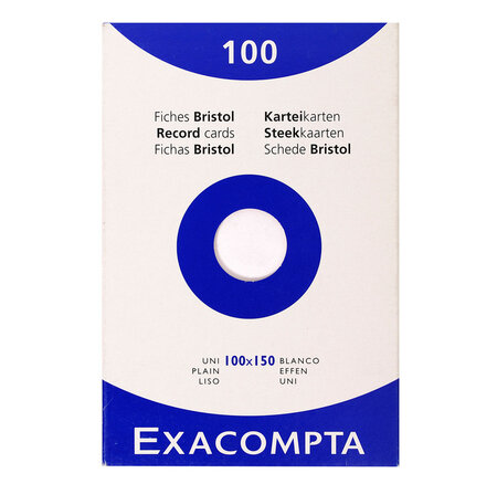 Étui de 100 fiches bristol uni non perforé 100x150mm EXACOMPTA