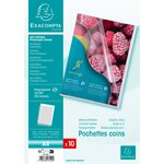 Sachet De 10 Pochettes Coin Polypropylène Grainé 12/100e - A4 - Cristal - X 10 - Exacompta
