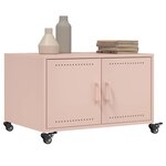vidaXL Table basse rose 68x50x43 5 cm acier laminé à froid