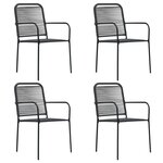 vidaXL Chaises de jardin lot de 4 Corde en coton et acier Noir