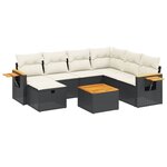 vidaXL Salon de jardin 8 Pièces avec coussins noir résine tressée