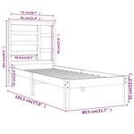 vidaXL Cadre de lit Blanc Bois massif 75x190 cm Petit simple