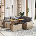 vidaXL Salon de jardin avec coussins 6 Pièces beige résine tressée