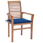 vidaXL Chaises à dîner 2 Pièces avec coussins bleu royal Bois de teck