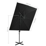 vidaXL Parasol déporté à double toit Noir 250x250 cm