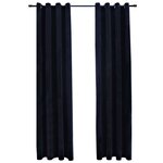 vidaXL Rideaux occultants avec anneaux 2 Pièces Velours Noir 140x175 cm