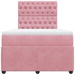 vidaXL Sommier à lattes de lit avec matelas Rose 120x200 cm Velours