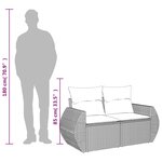 vidaXL Canapé de jardin 2 places et coussins gris clair résine tressée
