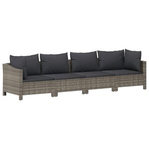 vidaXL Salon de jardin 4 pièces avec coussins en polyrotin gris